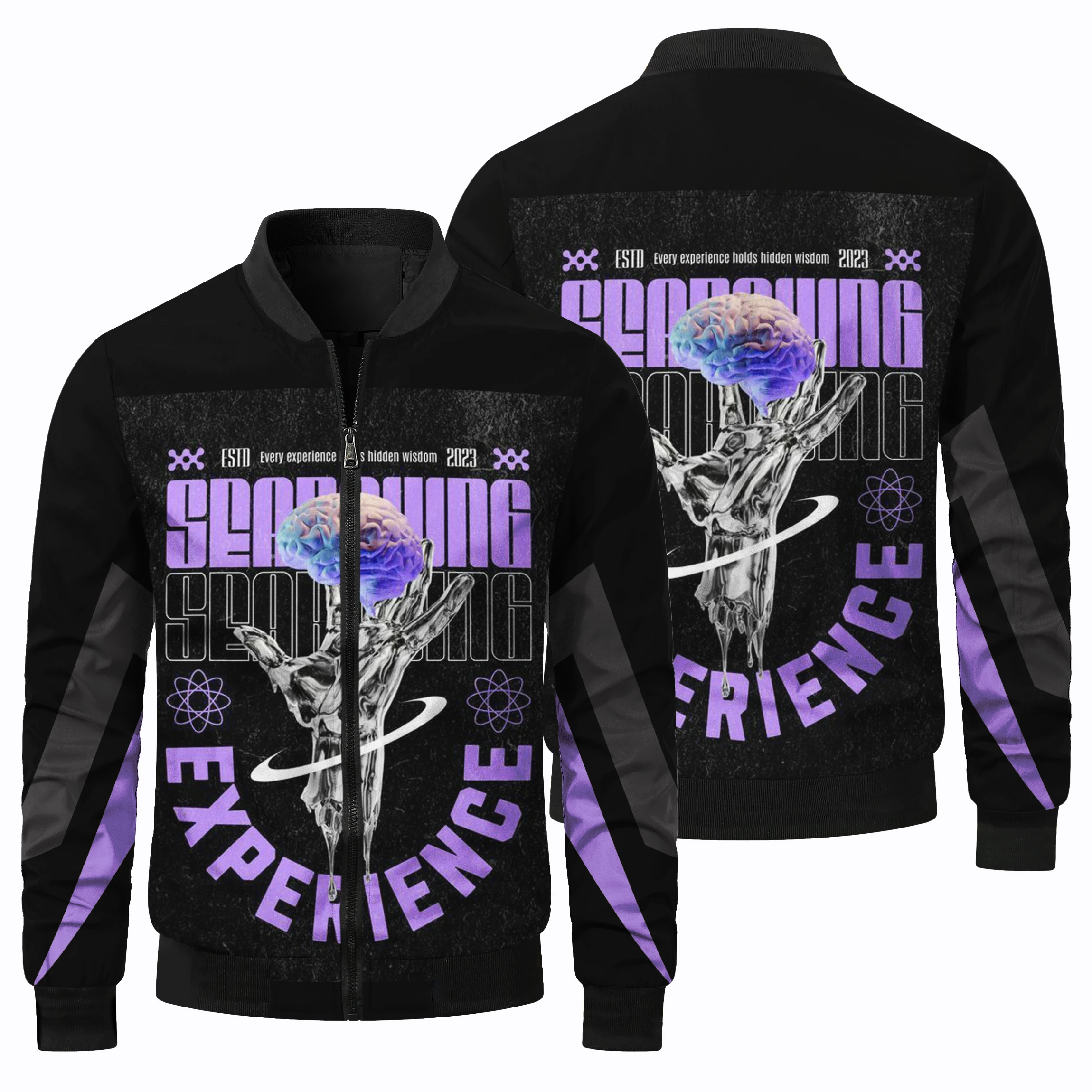 thumbnail image 4 of Chaqueta de vuelo de moda de primavera y otoño para hombre 2024, chaqueta de béisbol deportiva para exteriores, chaqueta con patrón divertido en 3D, ropa para hombre, 4 of 5
