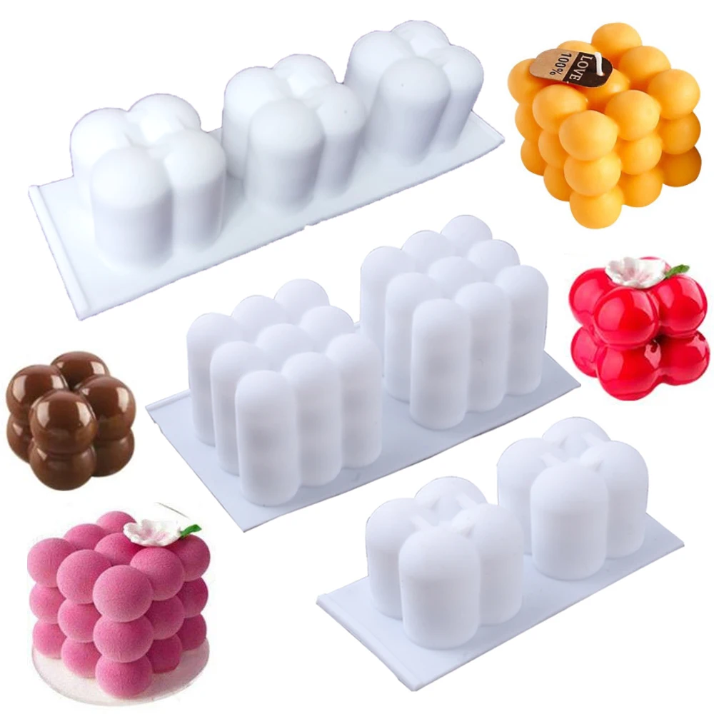 Multi Style Bubble Cube Candles Silicone Mold 3D Aromatherapy Plaster Candle Hand-made Baking Chocolate Dessert Cake Mould Tools