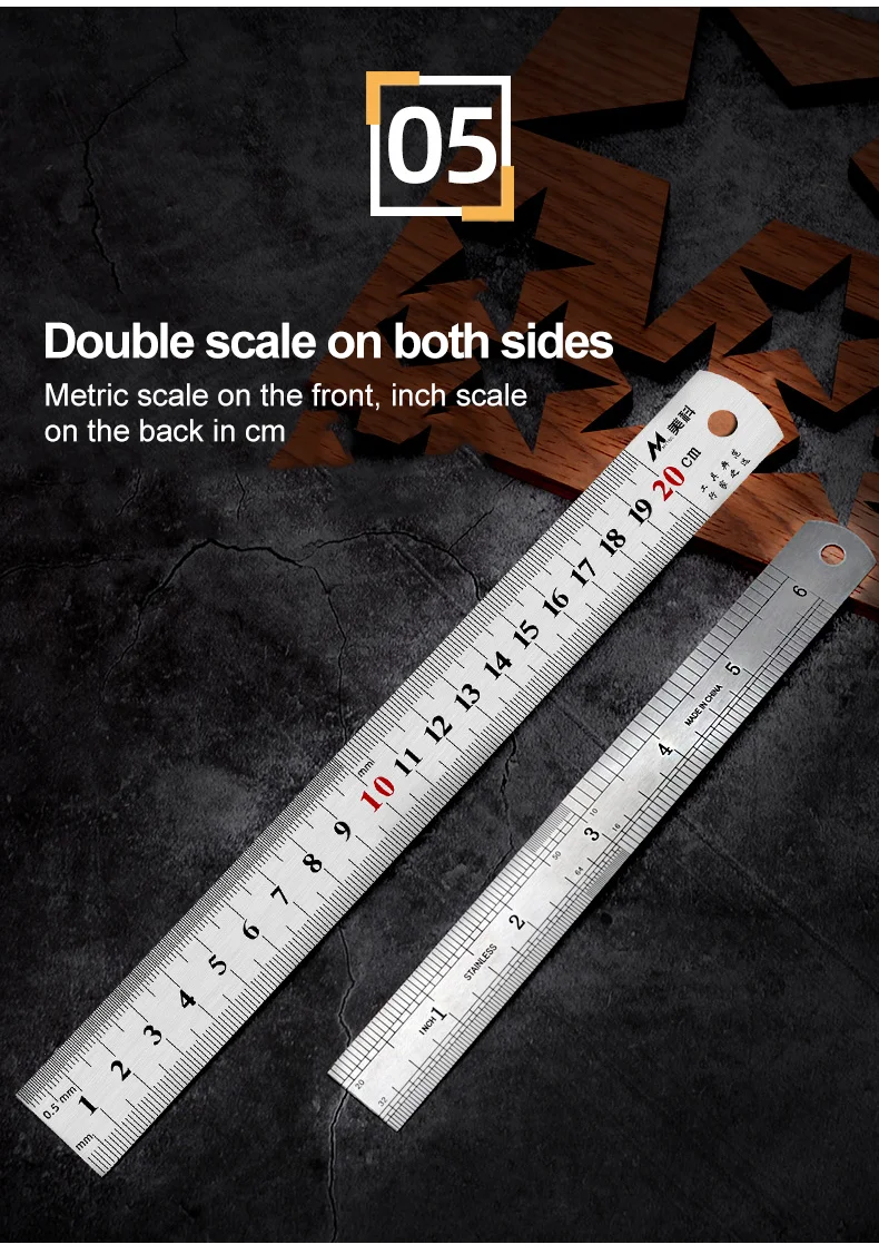 Set Righelli Metrico Imperiale 12 Righelli In Acciaio Inox - 10/15/20/30cm, Doppia Scala CM/Pollici Righello Metallo Precisione - Foto 5