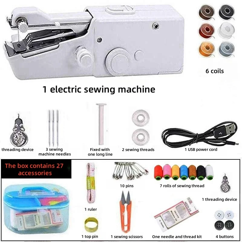 DIY Mini Hand Sewing Machine Portable Mini Sewing Machines Needlework Cordless Hand-Held Clothes Useful Portable Sewing Machines 6