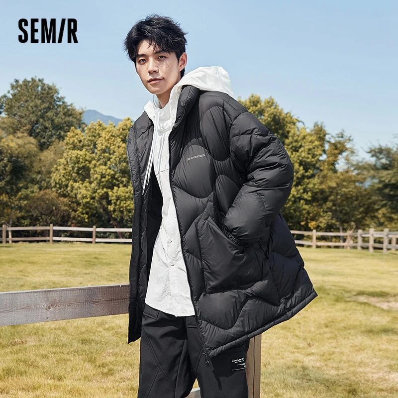 Semir Down Jacket Men Oversize College Style Baseball Collar Jacket Winter New Sports Raglan Top Coat