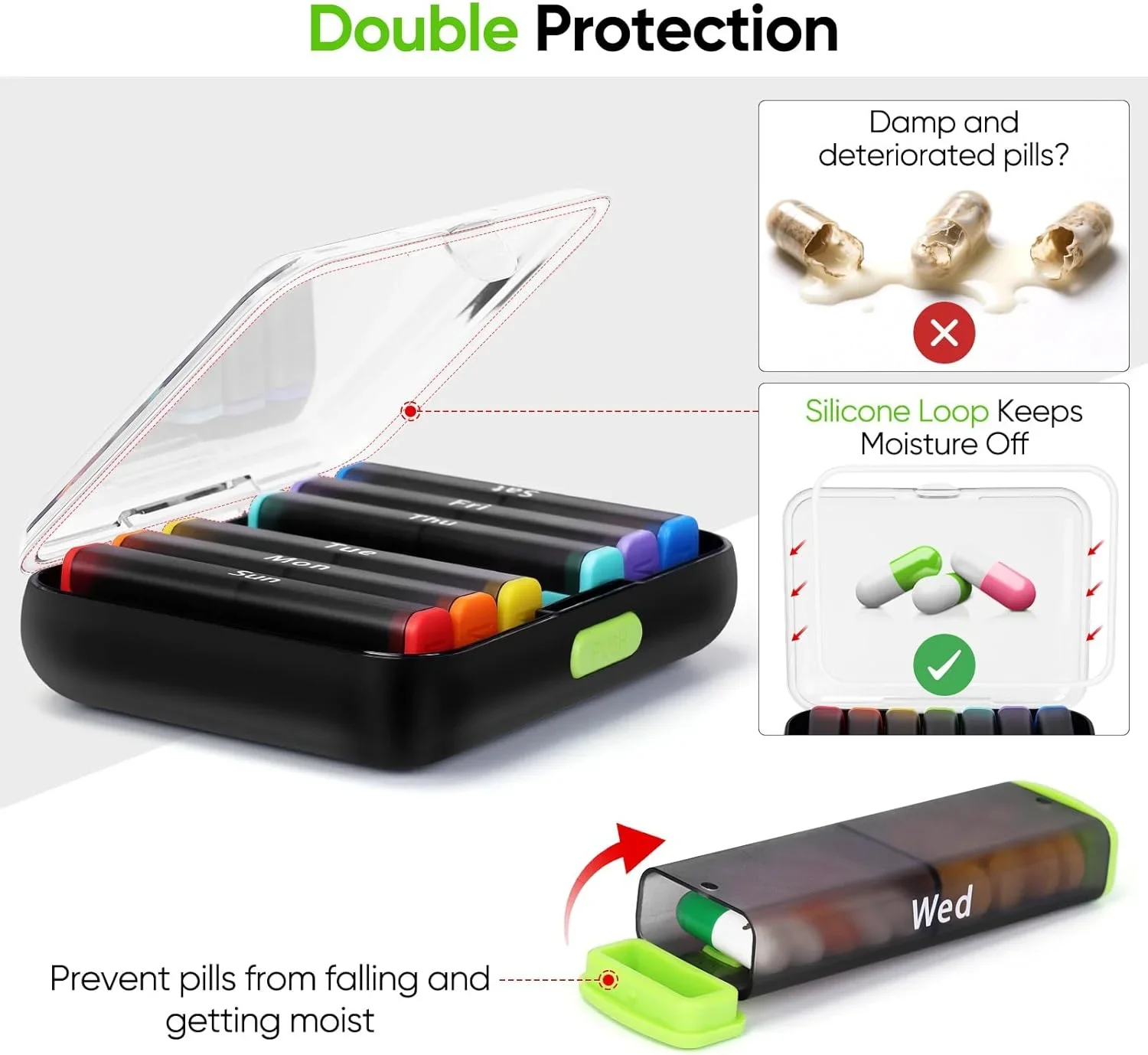 Medicine box 7 days Storage 14 grids Organizer Pill Box Portable Travel with Large Compartments for Vitamins Medicine Fish Oils