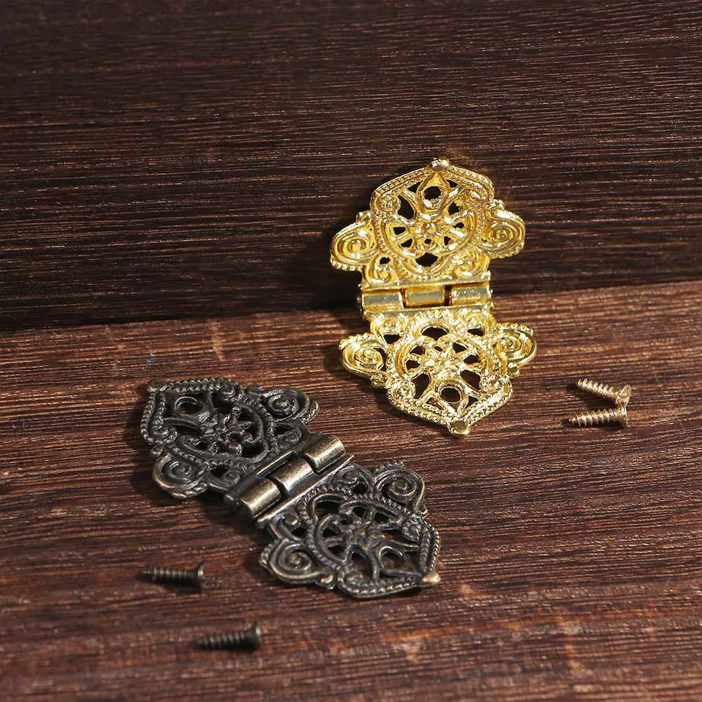 Antique Bronze Mini Lace Hinge Small Decorative Jewelry Wooden Box Cabinet Door Butt Hinges 1/2Pcs furniture hinge wooden box hinge cabinet door hinges cabinet hinges brass hinges bronze butterfly hinges