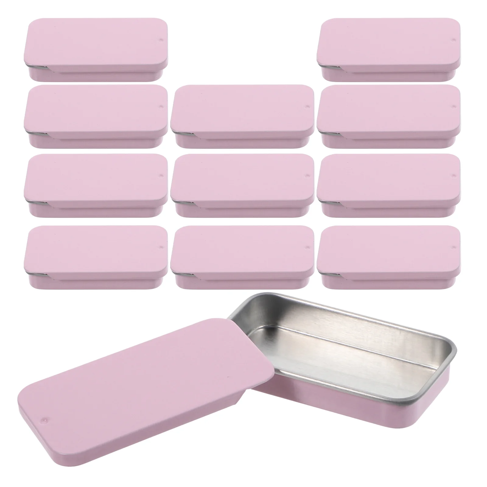 

12pcs Slide Top Storage Metal Container Candies Jewelry Storage Tin Case Candy