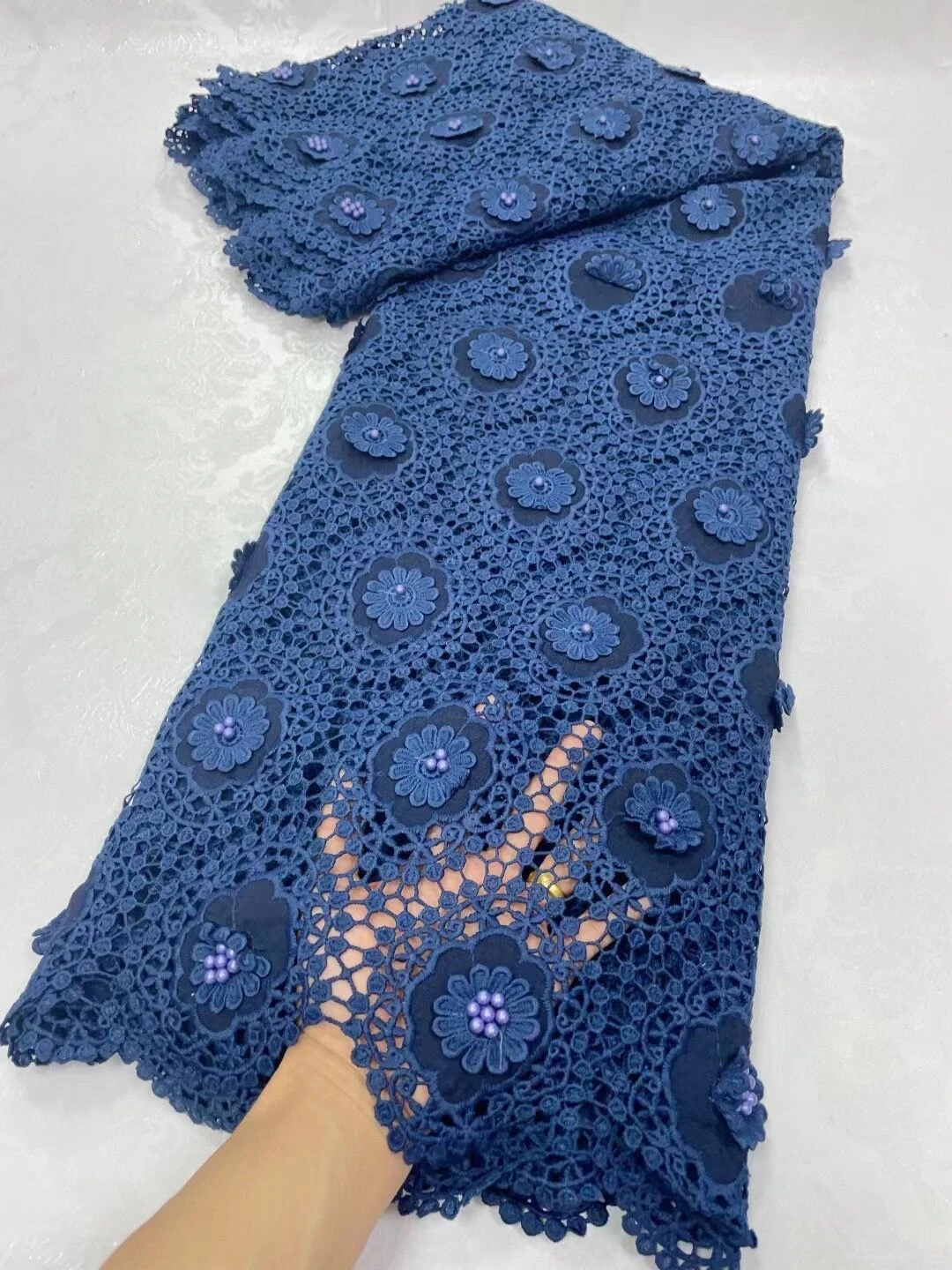 

Африканский гипюр, кружевная ткань, Африканский шнур, кружевная ткань с камнями, нигерийская кружевная ткань, водное кружево, 5 ярдов для фотографий JL181