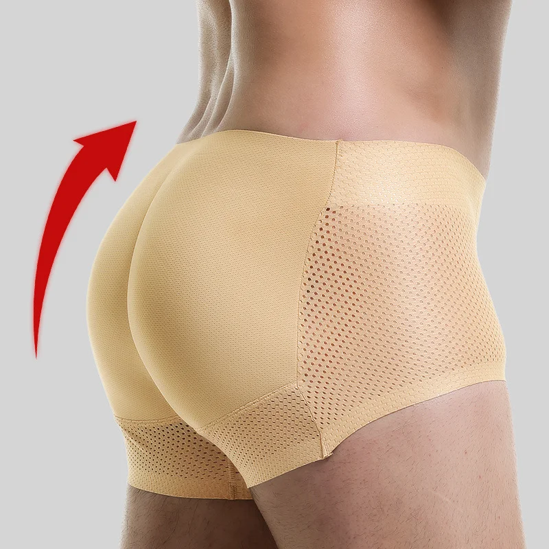New Men's Butt Lifting Underwear Stretch Slim Solid Color Boxer Shorts Mens  Thick Sponge Pad Hip Mens Underwear Pajama Pants