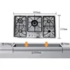 Five-hole Gas Cooktop Stainless Steel Built-in 5 Burners Stovetop LPG/NG Convertible Gas Stove Top Dual Fuel Hob 4