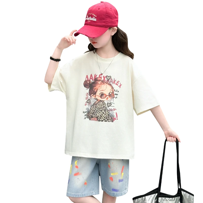 Mode enfants été survêtement pour adolescente tenue décontractée 2 pièces haut et bas vêtements ensemble