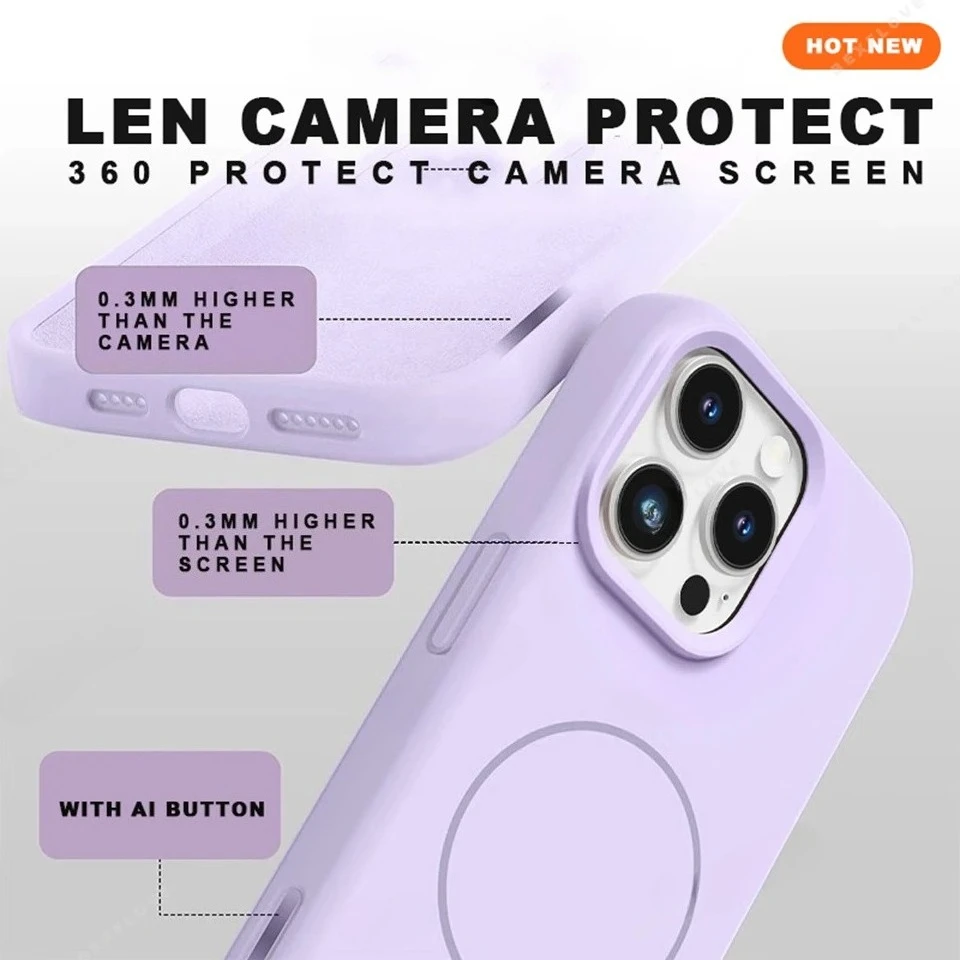 Liquid Silicone Magnetic Phone Case with Lanyard and Magsafe Charging Capability