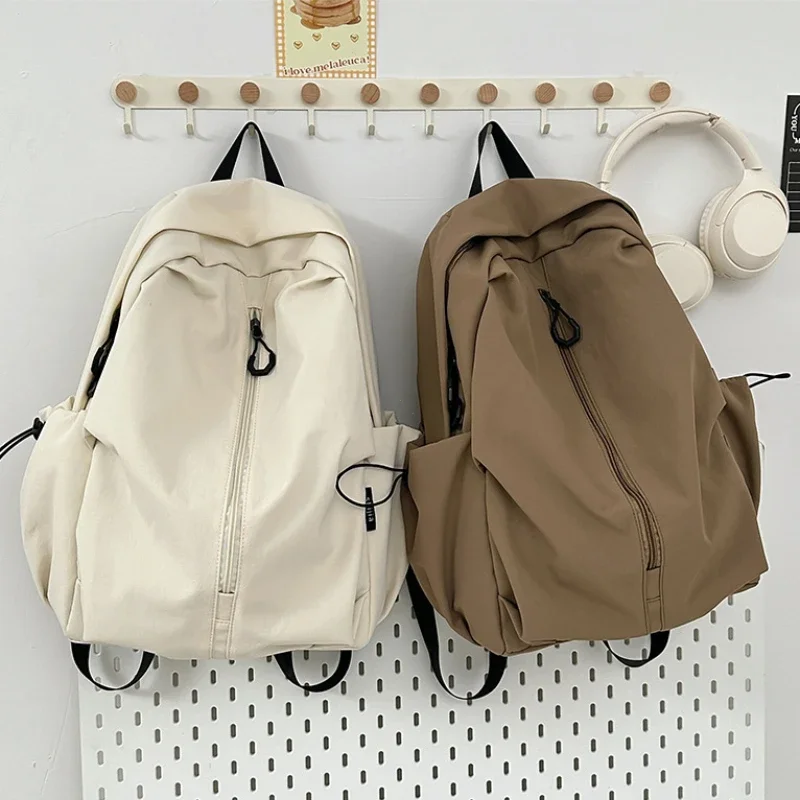 15.6 Inch Nylon Waterproof College Backpack Large Capacity Travel Unisex Laptop Backpacks Simple Design School Bag for Teenagers