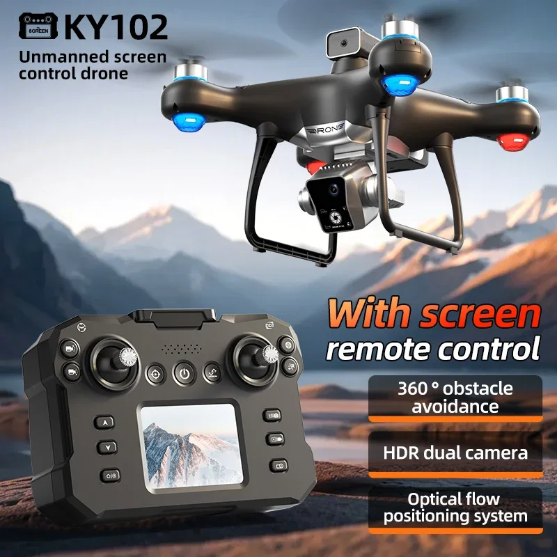 Drone KY102 MAX GRIS dans sa valise de transport avec accessoires, prêt pour le retour automatique