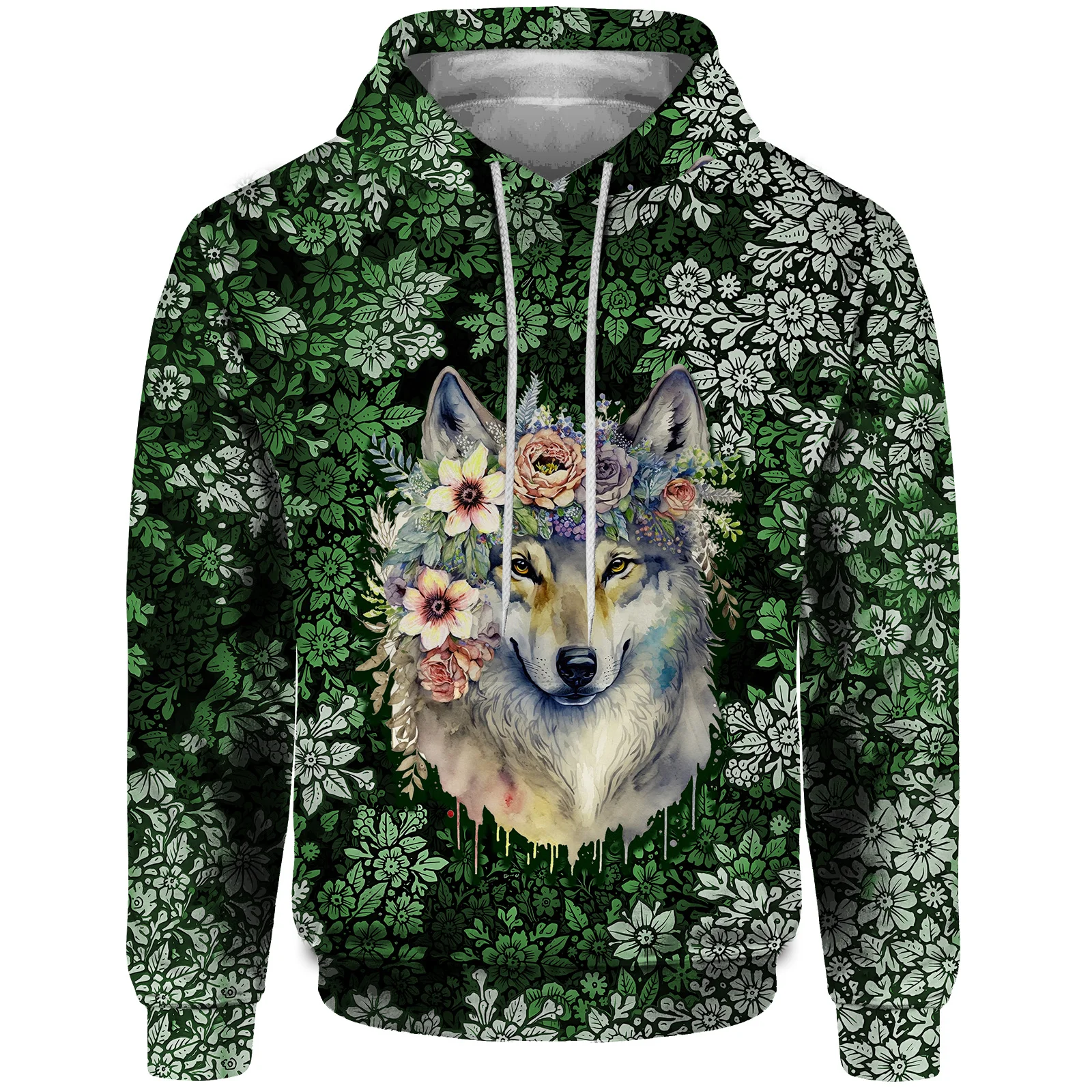 thumbnail image 1 of Sudadera con capucha de moda de otoño para hombre, sudadera con capucha para hombre, estampado de lobo feroz y fresco, ropa Y2k, serie de animales, ropa, sudaderas para hombre, 1 of 5