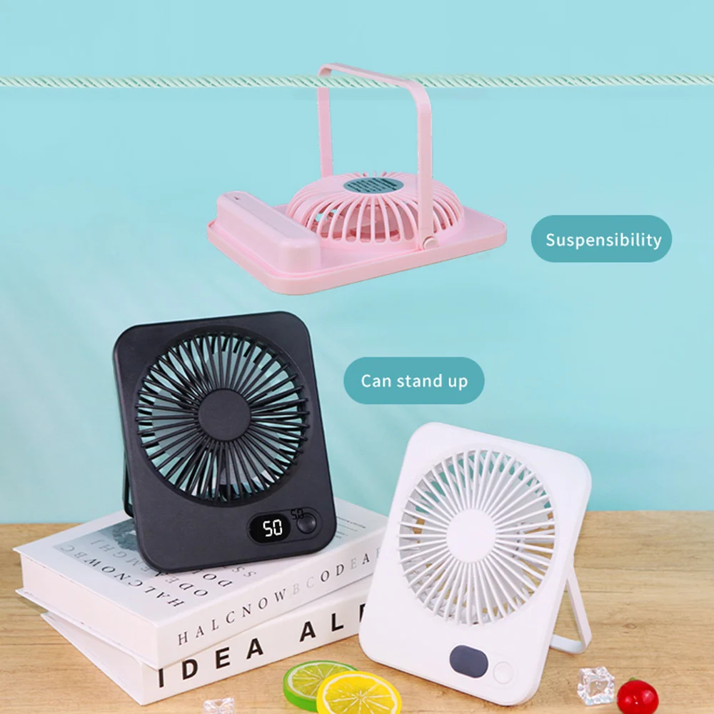 2024 New small fan handy charging long life ultra-thin desktop fan Large wind super quiet folding handheld table fan 5