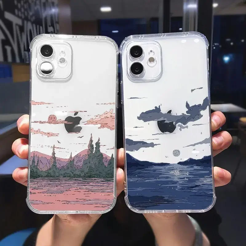 Anime Street Sunset Clouds Landscape Phone Case - Artistic and Stylish Protection Cover