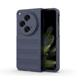 Enhanced Shockproof Hard Plastic Folding Phone Case with Elegant Skin - Feel Finish for OPPO Find N3 (Navy Blue)