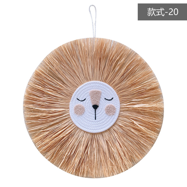 Home decoration Tapestry Handwoven Cartoon Lion Hanging Decorations Cute Animal Head Ornament Children room Wall Hanging