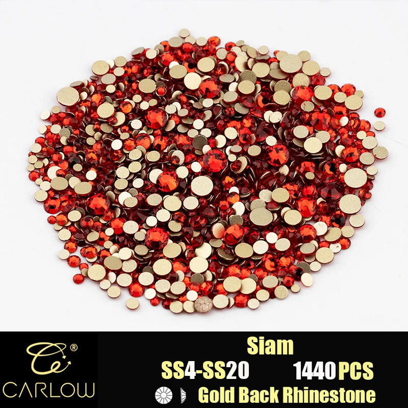 Shiny Gold Back Glass Crystal Rhinestones for DIY Crafts and Nail Art - 1440 Pieces