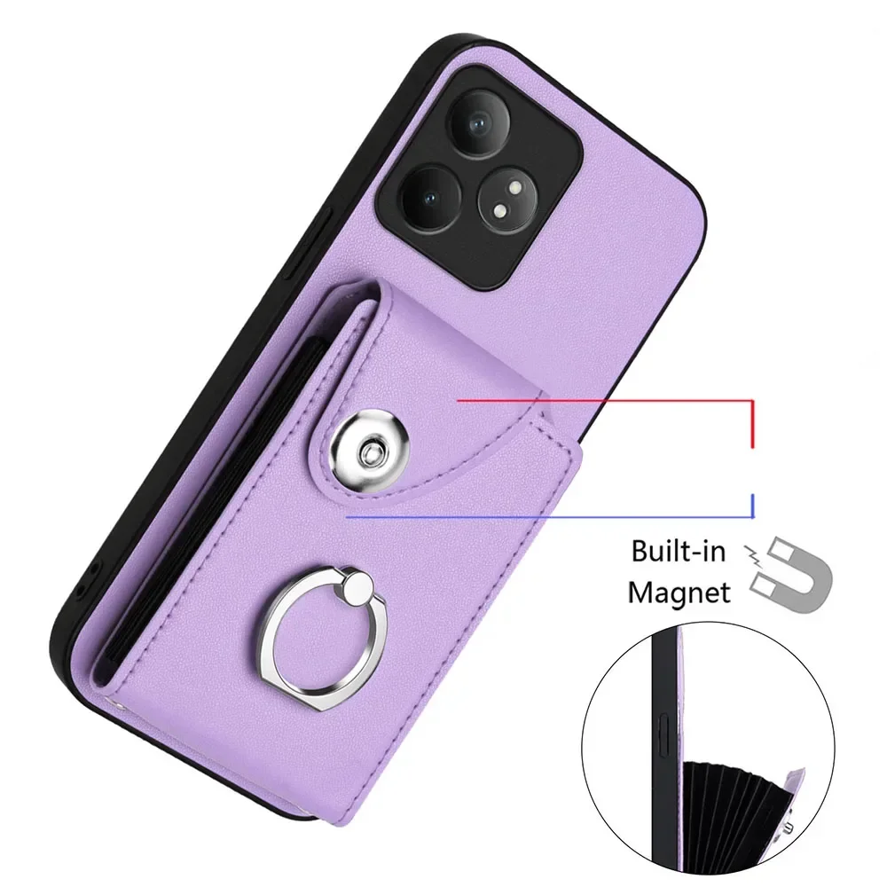 Elegant Ring Vertical Leather Wallet Card Holder Case Cover