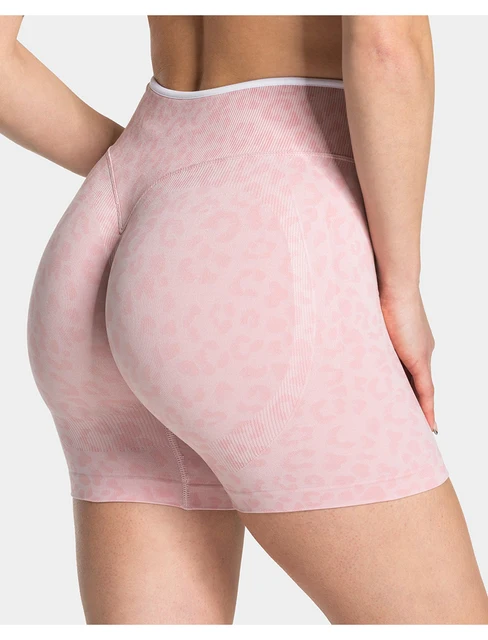 Leopard Print Yoga Shorts for Women, High Waisted Workout Shorts, Butt Lifting Fitness Shorts, Sexy Gym Booty Shorts