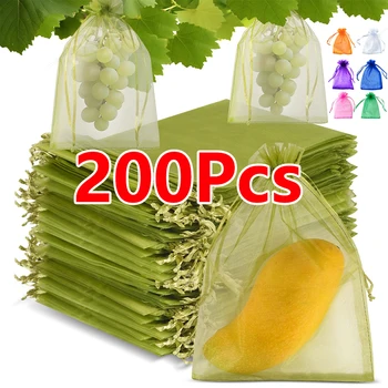 10-200PCS Grapes Fruit Protection Bags Plant Grow Bags Garden Anti-Bird Netting Mesh Bag Vegetable Strawberry Bags Garden Tools