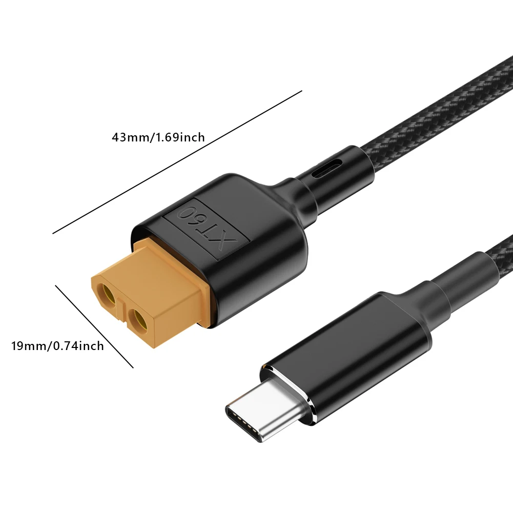 XT60 To Type-C Aircraft Model Power Line PD2.0 100W 20V 5A Balance Connection Line 50cm/100cm Aircraft Parts for ToolkitRC SC100