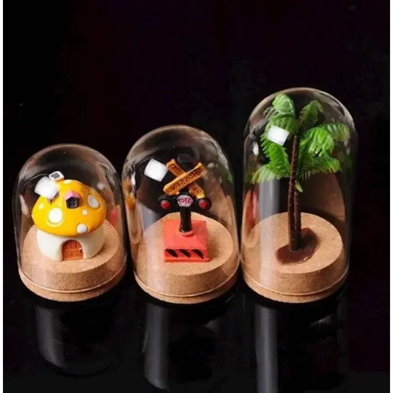 12pcs/1lot Yongsheng flower cork glass cover dust cover creative DIY glass products Empty Clear Glass Cloche Bell