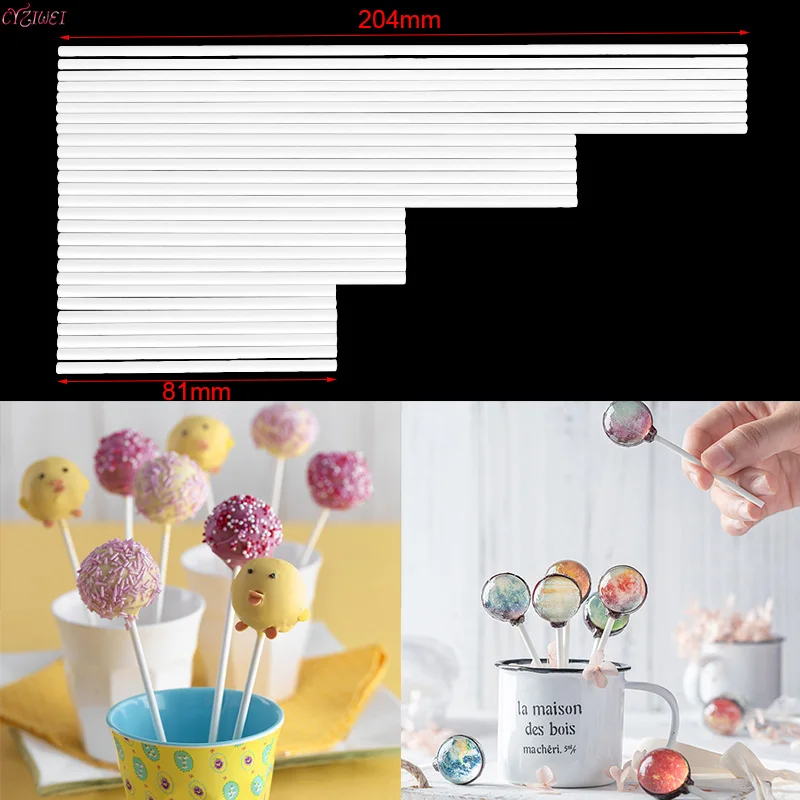 

100Pcs Plastic Lollipop Stick Safe White DIY Baking Accessories Mold Cake Chocolate Sugar Candy Lollypop Baking Tools sticks