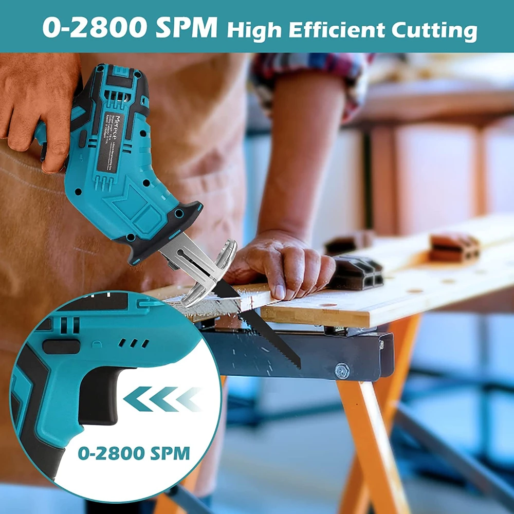 21V Cordless Electric Reciprocating Saw Adjustable Speed Chainsaw Wood Metals Pipe Cutting Power Tool For Makita Battery electric saw,reciprocating saw