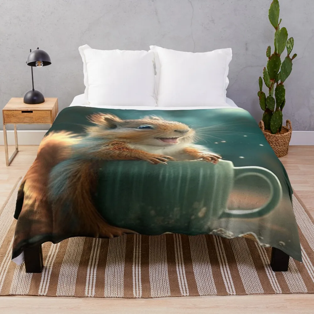 Happy Little Squirrel Throw Coperta Biancheria Da Letto Plaid