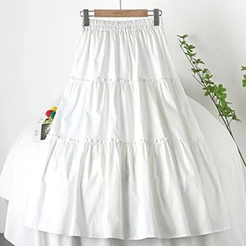 Fungus Skirts Womens 2021 New Spring Summer Korean Style Large Swing A-Line Skirt High Waist Casual Cotton Cake Skirts For Women wrap skirt Skirts