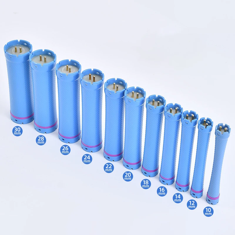 10pcs/set Hairdresser 24V Digital Perm Rods & Rubberbands Universal Electirc Heated Bars Rollers Curlers Extra Long 14cm 1908