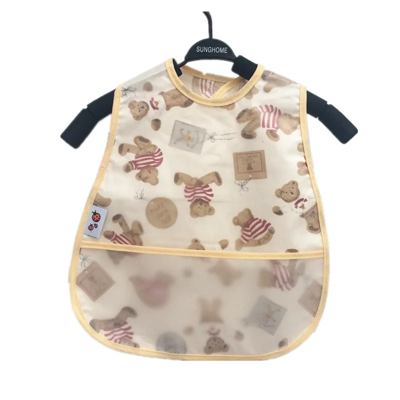 Double Button Adjustable Baby Bibs Soft EVA Waterproof Lunch Bibs Apron for Infant Children Cartoon Feeding Burp Cloths Pinafore accessoriesbaby eating  Baby Accessories