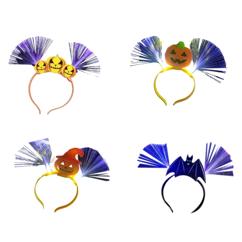 MXMB Halloween Glowing Hairband Pumpkin Bat Headbands Cosplay Novelty Headdress