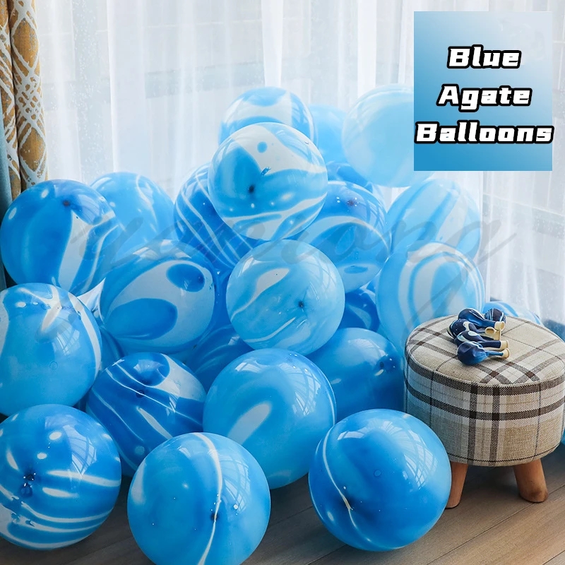 40-teiliges Blaues Set Achat-Marmor-Ballons Silberne Konfetti-Ballons Hochzeit Valentinstag Babyparty Geburtstag Partydekoration – Detail 3