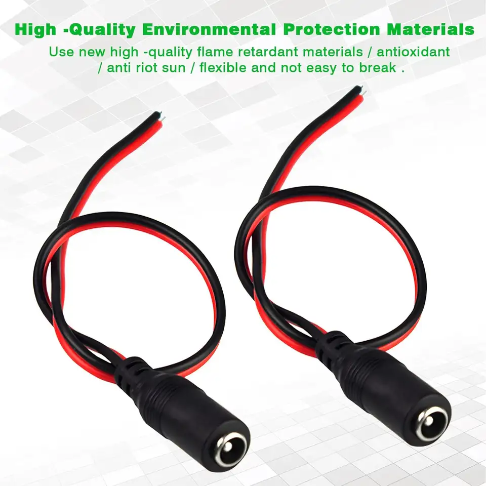 20 Pack Female 12V 5A DC Power Pigtail Barrel Plug Connector Cable,20 x 2.1mm x 5.5mm Female DC Pigtail Connectors for CCTV Home image 6