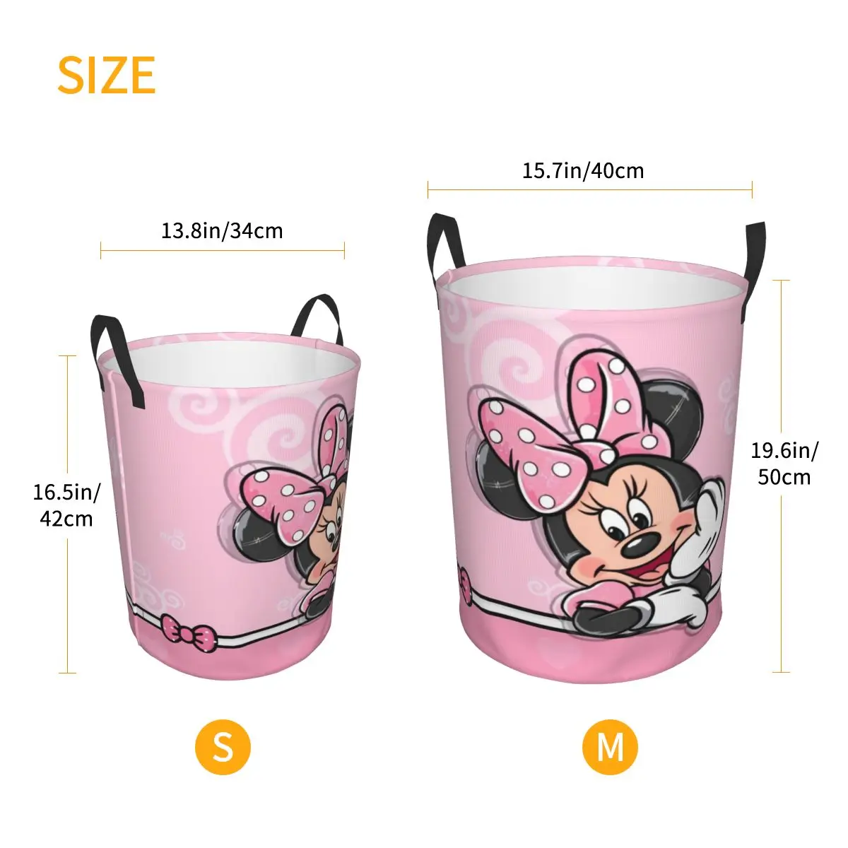 Custom Minnie Mouse Anime Cartoon Laundry Basket Collapsible Baby Hamper for Nursery Toys Organizer Storage Bins 6