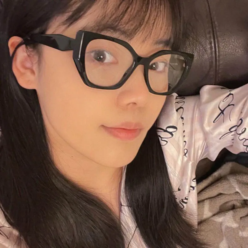 Trendy Women's Black Frame Cat Eye Eyeglasses with Square Frame and Prescription Option  -0.5 -1.0 -2.0 -3.0 -4.0 to -6.0 6