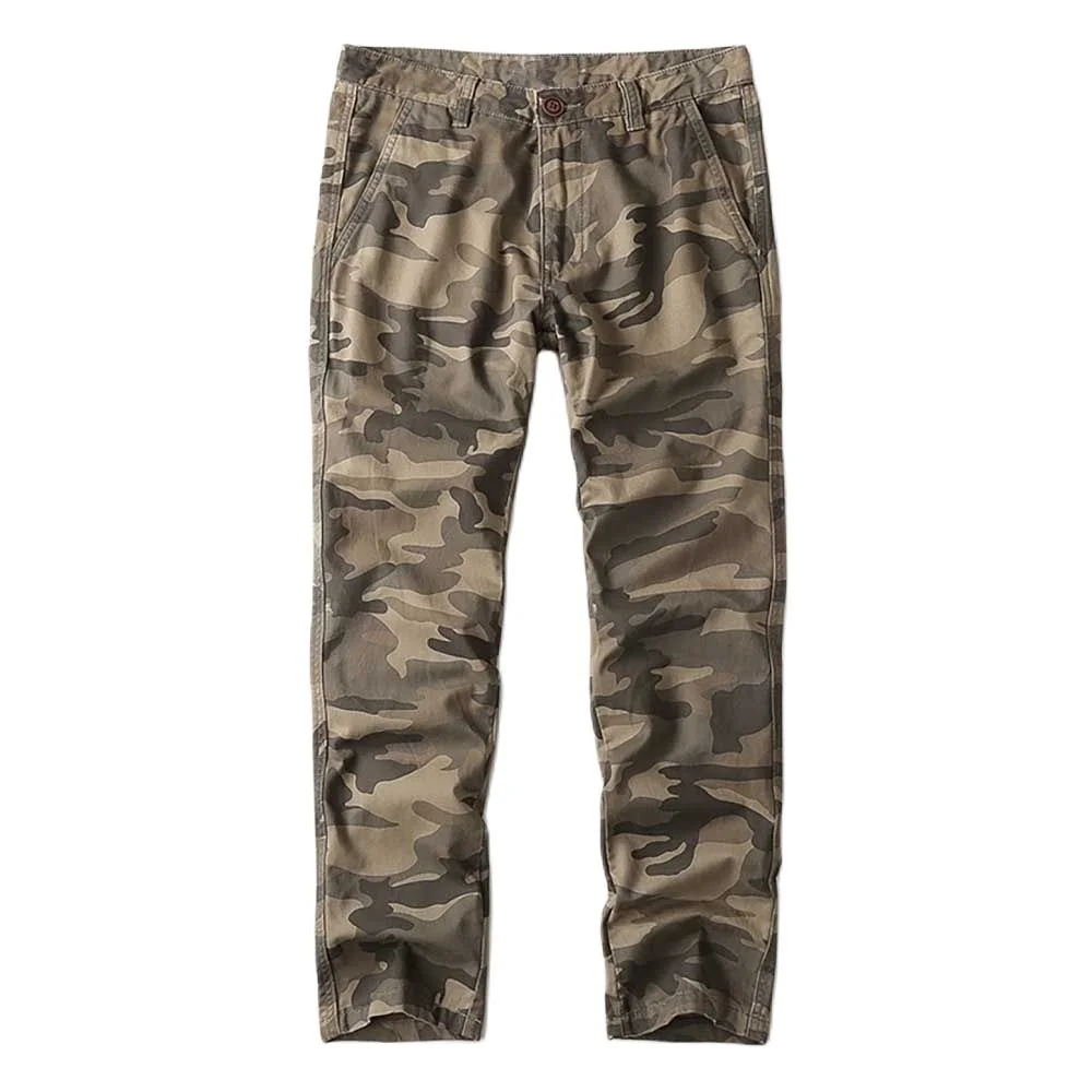 

Trendy Camouflage Casual Pants Men Cargo Regular Slim Fit Straigth Trousers Cotton Water-washed Overalls