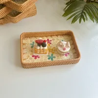 Rattan Shell Handmade Color Storage Round Home Living Room Light Luxury Picnic Fruit Plate Restaurant Sweets Advanced Tray 2