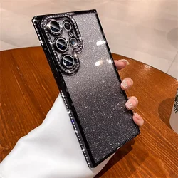 Luxury Glitter Rhinestone Shockproof Phone Case with Bling Crystal Clear Plating - Galaxy S23+ (Black)
