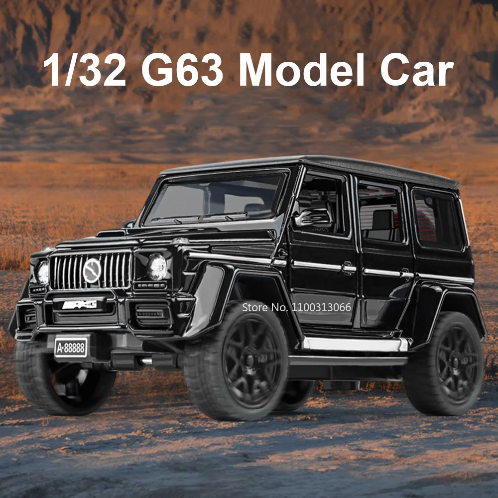 

Модель внедорожника G63, модель литая внедорожника из сплава в масштабе 1/32, со встроенной искусственной кожей, автомобиль для детей, подарки на день рождения
