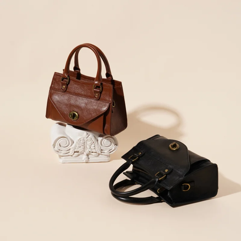 Vintage Genuine Leather Handbag New Style Cowhide Women's Bag Popular Hot-selling Versatile Fashion Shoulder Crossbody Briefcase