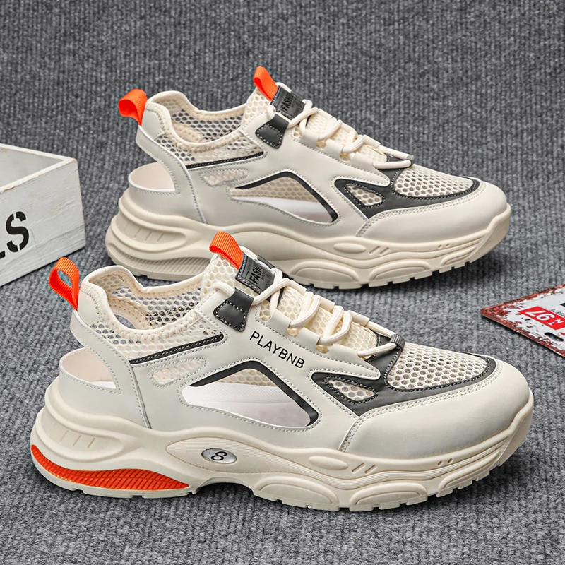 Men's Casual Sports Shoes - Summer Low-Top Hollow Breathable Designed Mesh Upper, Pvc Anti-Slip Sole for All Seasons - Fitness, Walking, Daily Wear,