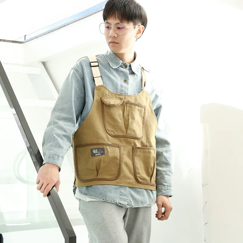 

Denim Apron Barista Milk Tea Shop Barber Shop Nail Salon Restaurant Kitchen Attendant Working Clothes Apron for Men