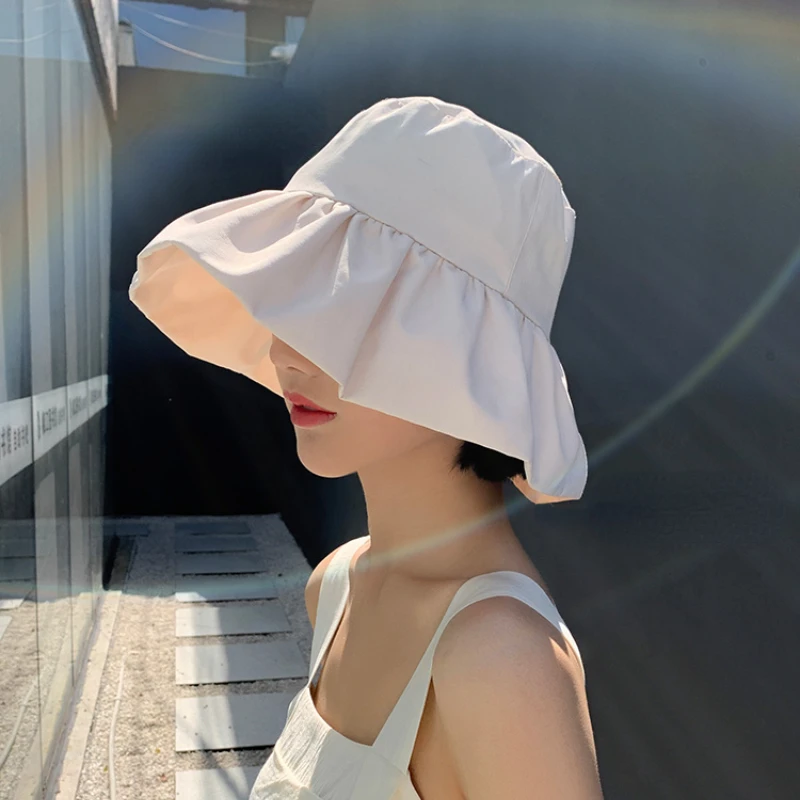 

Elegant Sun Protection Bucket Hat Women Summer Casual Fisherman Hat for Lady Outdoor Big Brim Fashion Travel Caps for Hiking