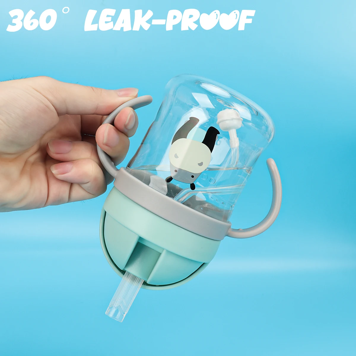 Kids Water Bottle 250ml/350ml with Straw & Anti Leak Silicone Ball, Wide Mouth Baby/Toddler Sippy Cup