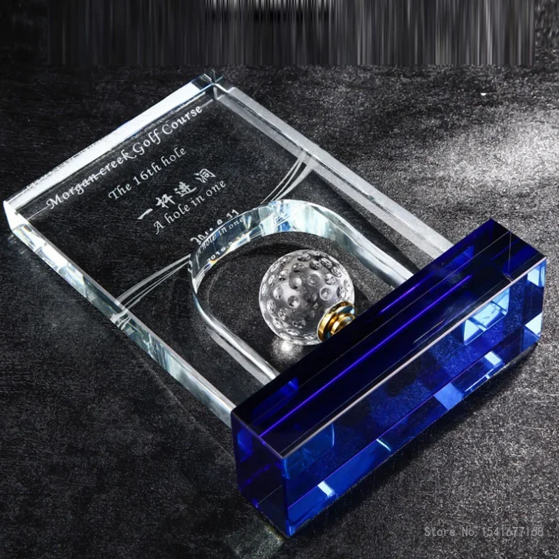 Customized Golf Metal Crystal Trophy, Total net score, Champion, Long Distance Award, Competition Prize, Home Decor, Transparent