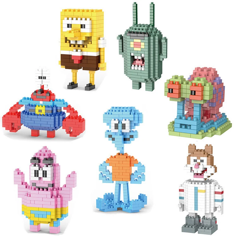 Spongebob Squarepants Serie Building Blocks Micro Particelle Mattoni Cartoon Squidward Toys For Children Gifts