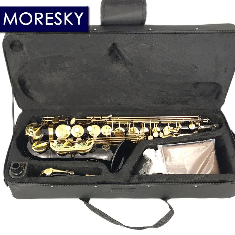 MORESKY Alto Saxophone Black E-Flat Eb Gold Keys With Case Music Instrument MAS-102