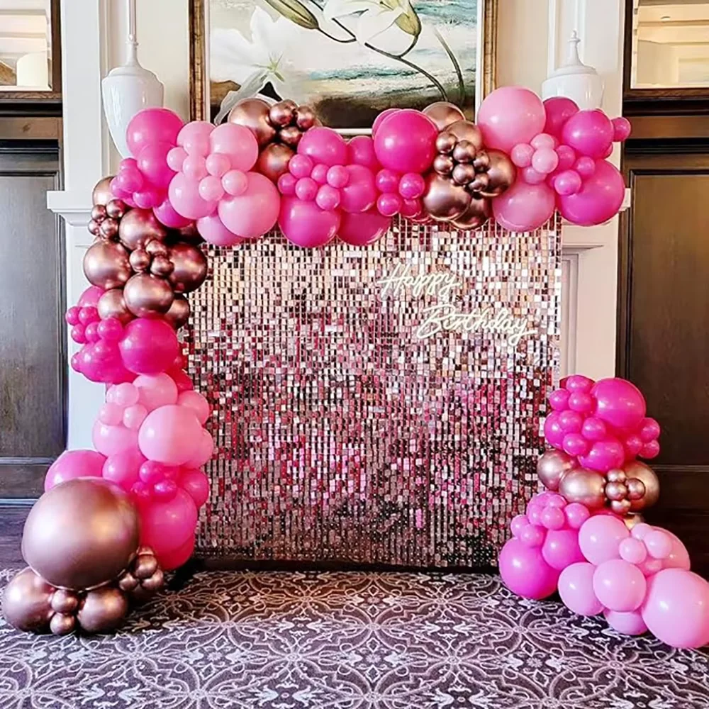134pcs Pink Balloons Arch Kit Hot Red Rose Gold Balloon Garland Girl Princess Theme Birthday Party Baby Shower Decoration Globos